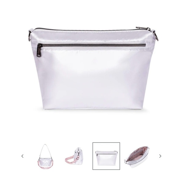 Lug Flare 2 Metalic Silver Quilted Crossbody Bag with 2 Straps, New with Tags - Picture 2 of 10